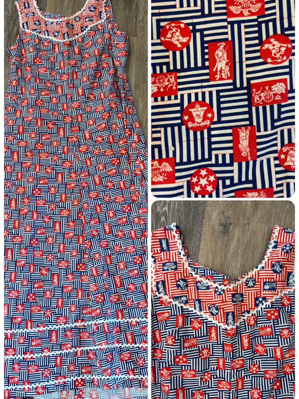Vintage Red & Blue Patriotic Maxi 70s
